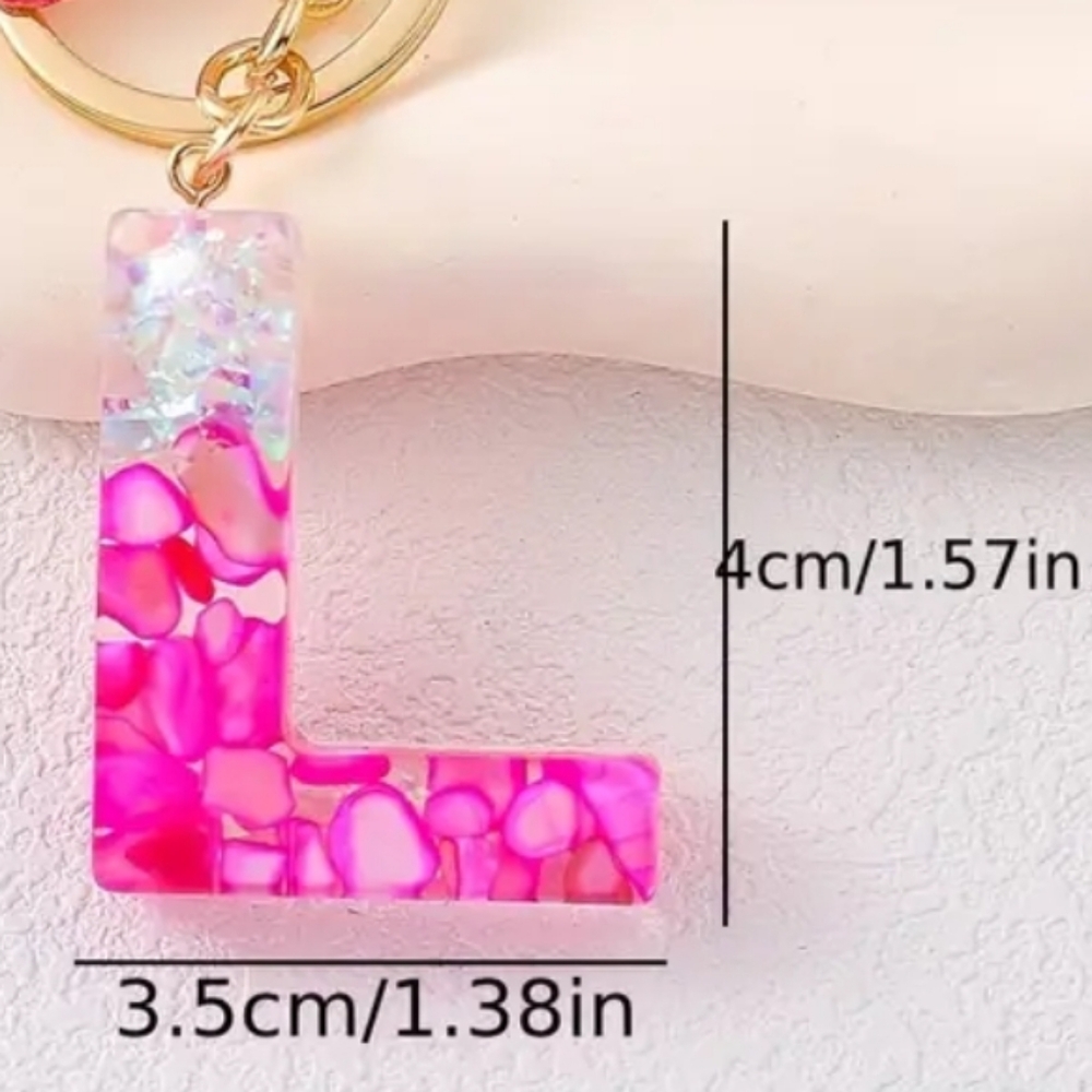 NEW! Resin Letter "L" Initial Keychain Purse Charm w/ Ombre Butterfly & Tassel - Picture 2 of 5
